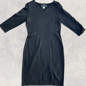Peruvian Connection Black Small Knit Long Sleeve Dress 100% Cotton Womens Medium